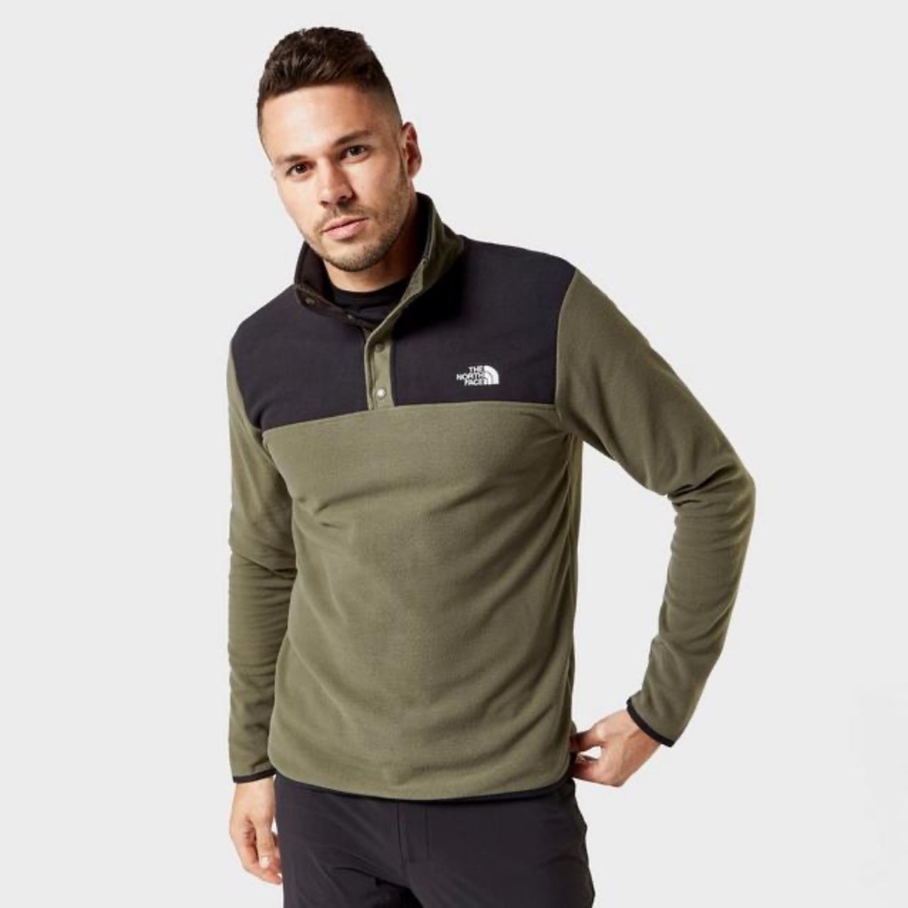 Men's North Face Sz L TKA Glacier Snap-Neck Fleece Green